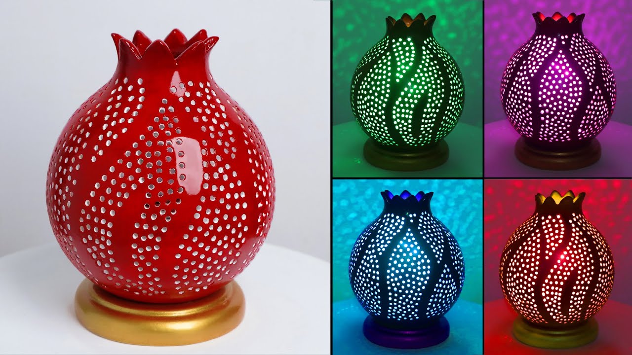 Table lamp making || Lighting lamp corner Flower vase || Cement flower vase making