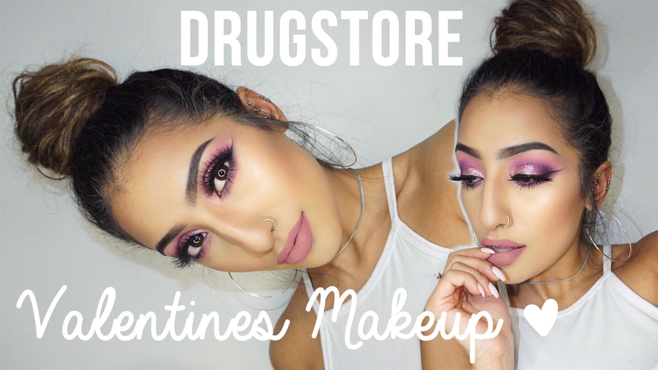 Valentines Day Drugstore/Affordable Pink Glitter Makeup