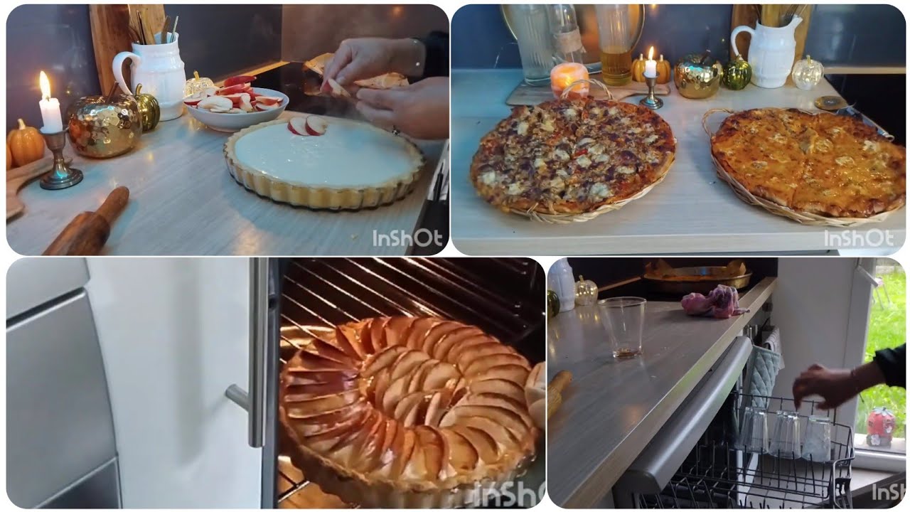 روتين✅️روتين هادئ🤗جميل كيكه التفاح🍏وبيتز🍕 بالخضار