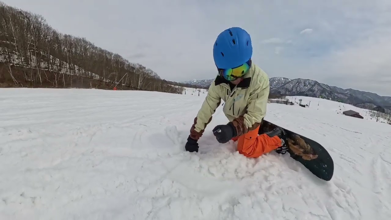 Josh attempting to snowboard