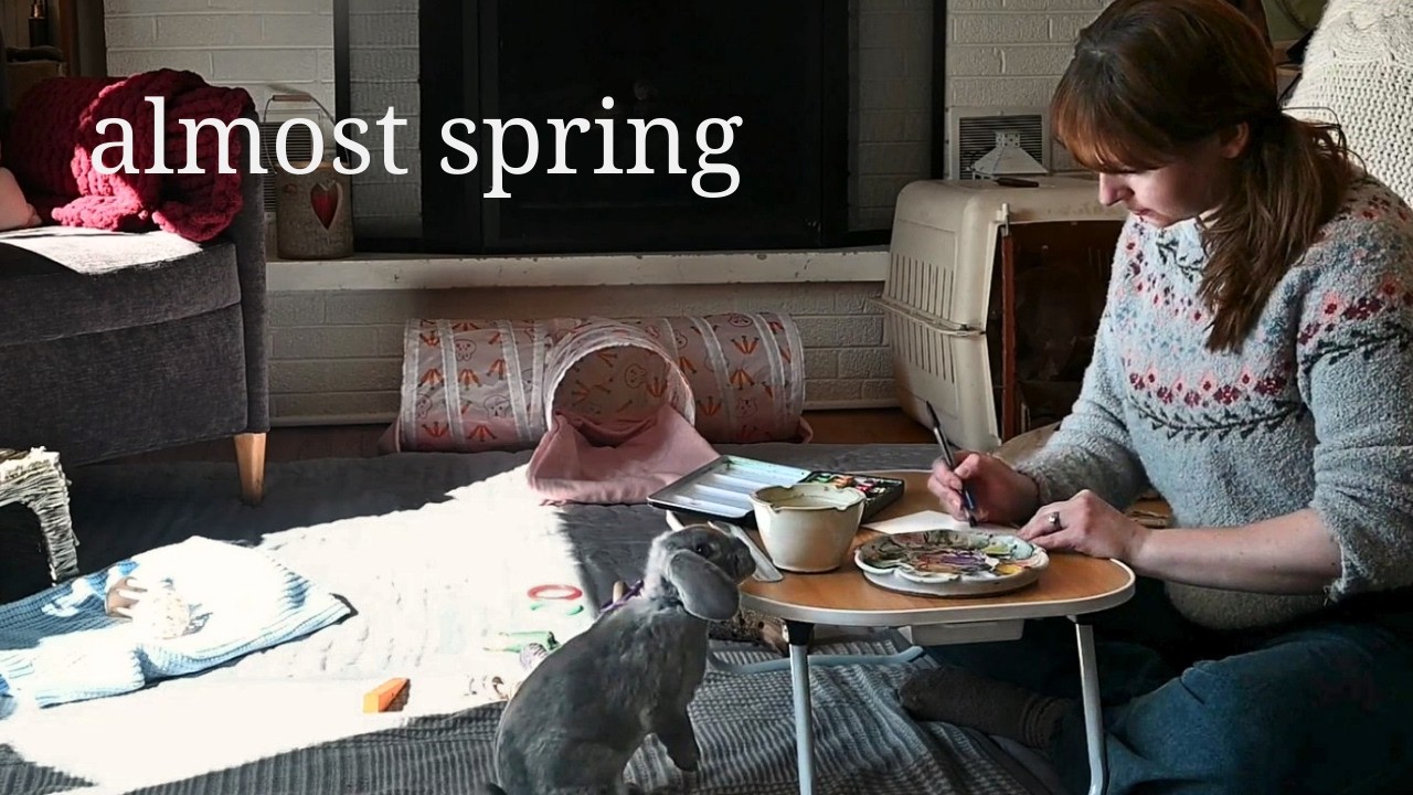 Almost Spring in the Studio | painting, birdseed wreaths, and bunny time