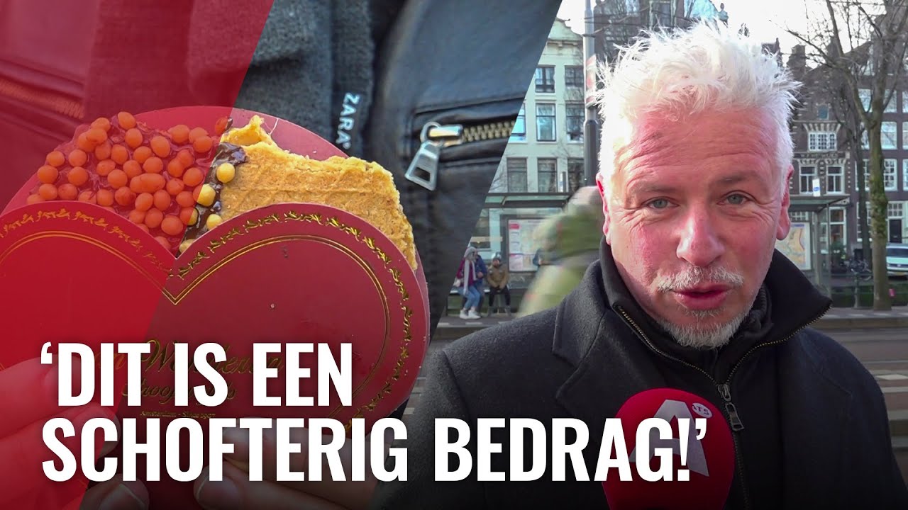 Toeristen genieten van stroopwafel voor 13 euro