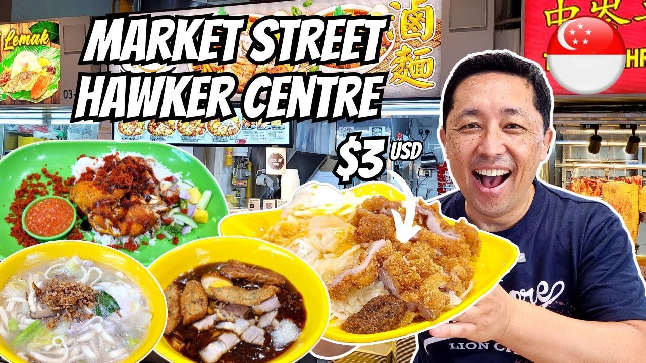 NEWEST Hawker Centre In Singapore! 🇸🇬 Best Eats at Market Street Hawker Centre