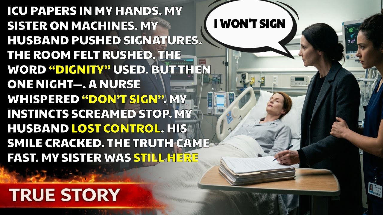 A Nurse Grabbed My Hand in the ICU and Whispered “DON’T SIGN” — She Had 12 Minutes to Save My Sister