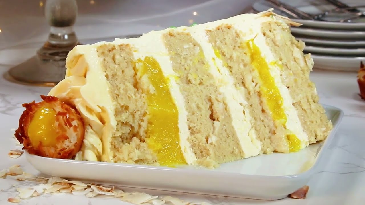 Vegan Lemon Coconut Cake with coconut macaroon cups!