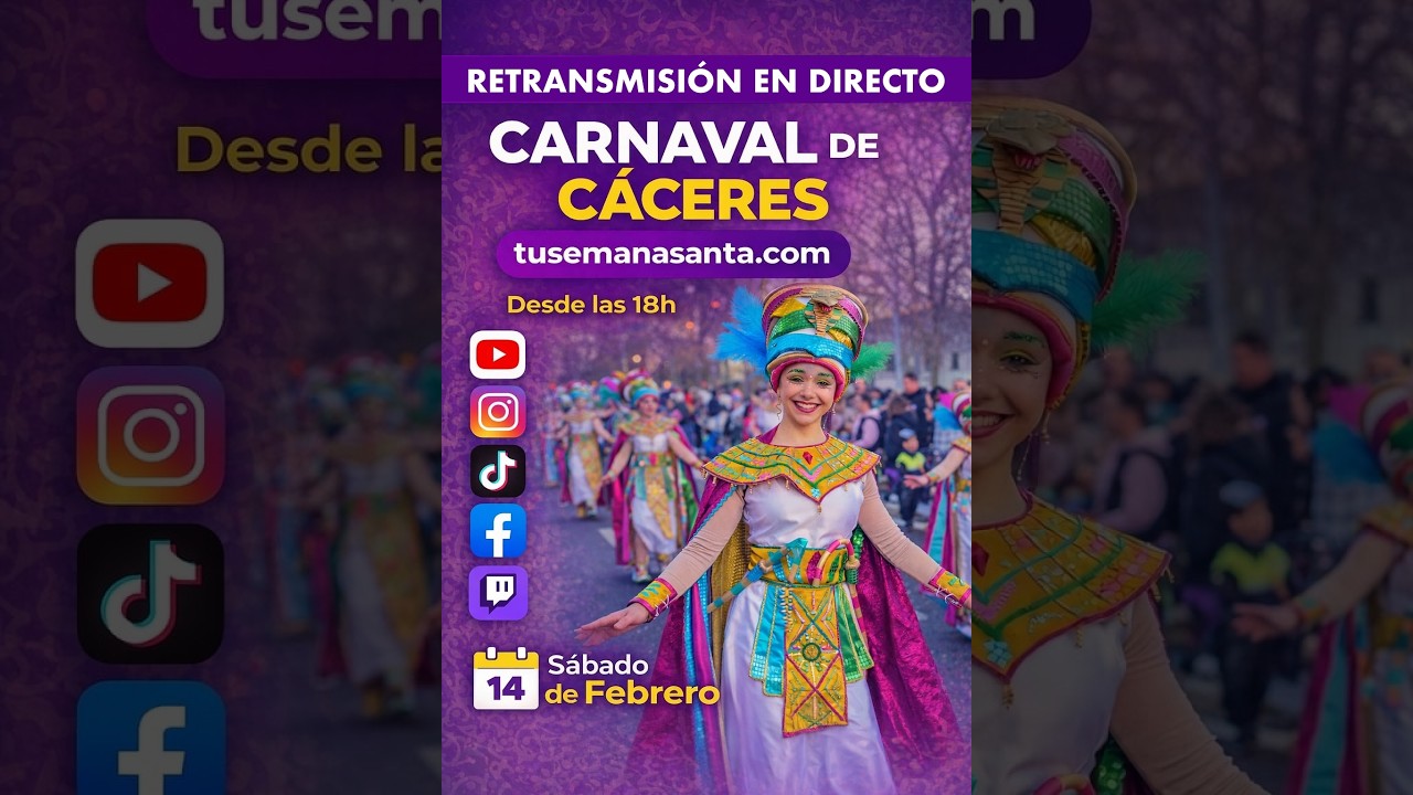 Desfile de Carnaval de C&aacute;ceres 2026 en directo