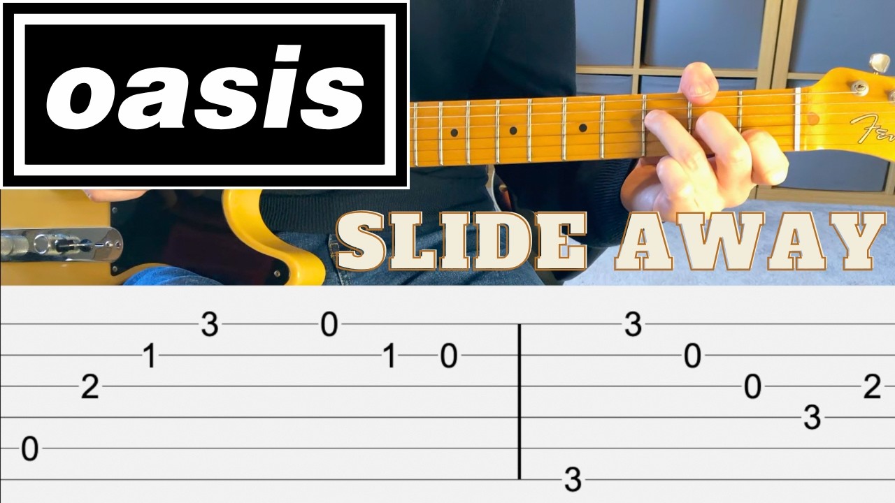 Oasis Slide Away Full Intro Guitar Lesson *WITH TAB*