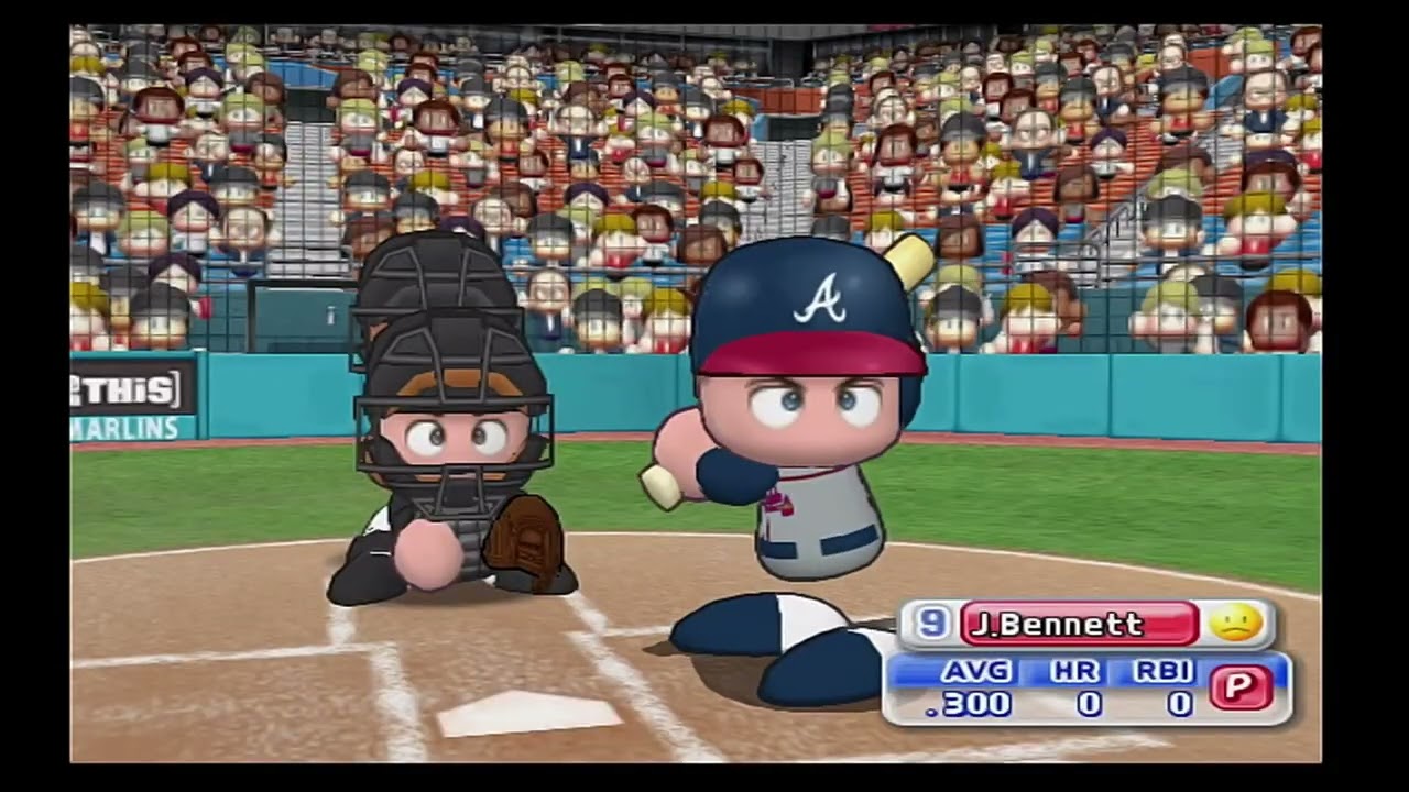 MLB Power Pros 2008 (Wii) (Florida Marlins Season) Game #139: ATL @ FLA