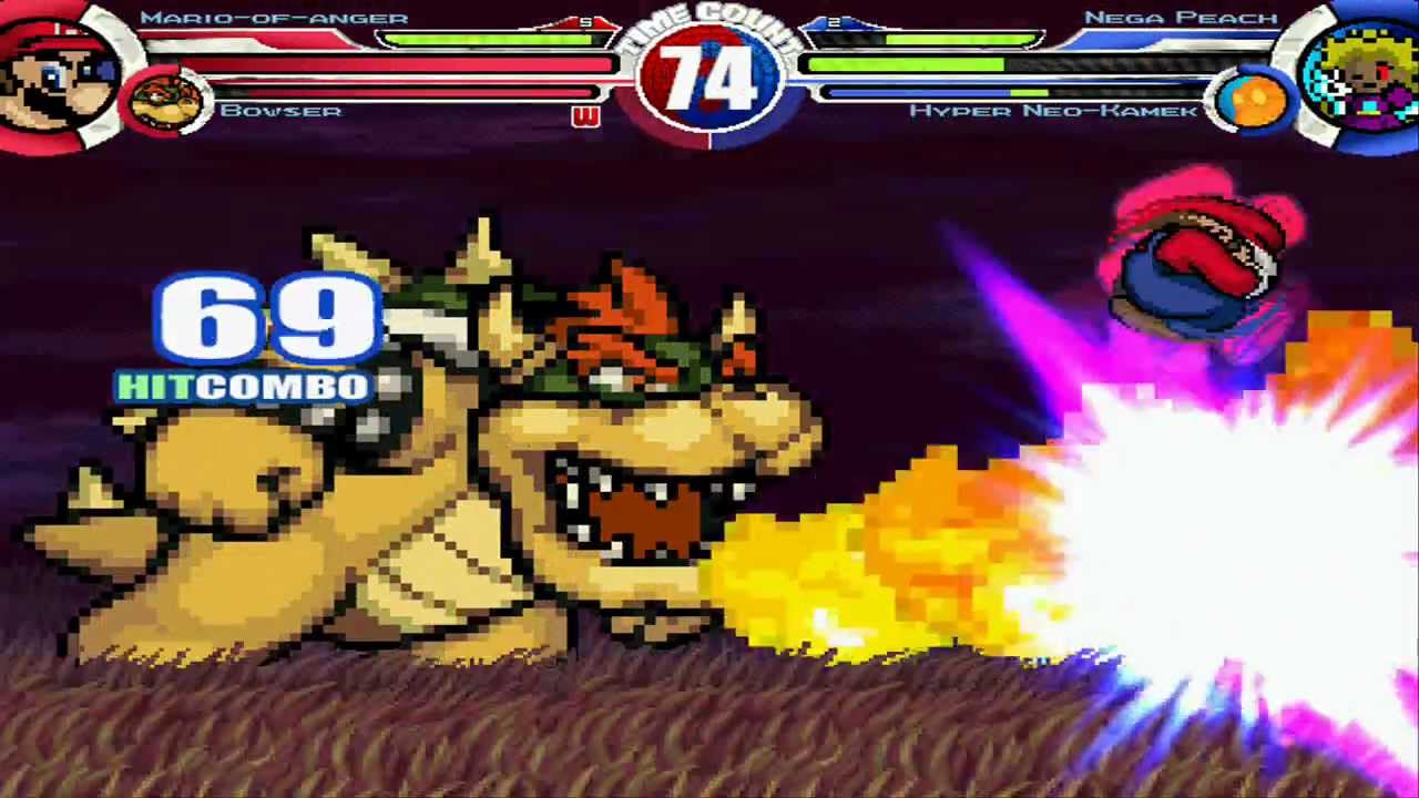 Mario-Of-Anger & Bowser vs Nega Peach & Hyper-Neo-Kamek MUGEN Battle!!!