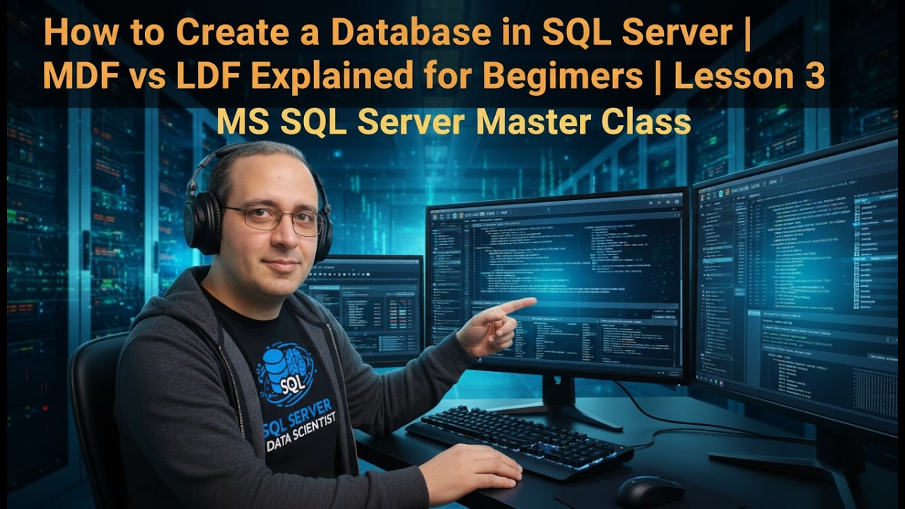 How to Create a Database in SQL Server (Code + GUI) | MDF vs LDF Explained for Beginners | Lesson 3