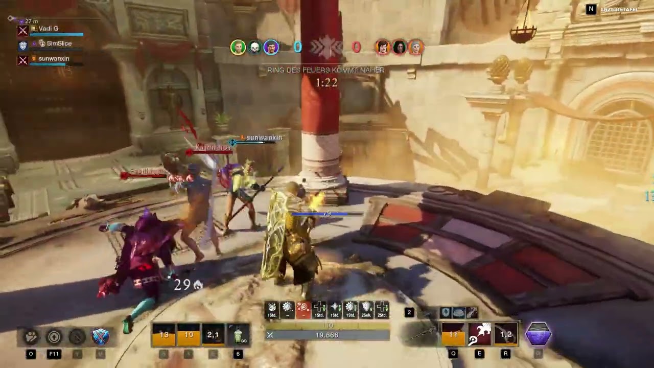 PVP Arena fast 3vs1  Firestaff + Ice Gauntlet | Flametrhower | New World Aeternum