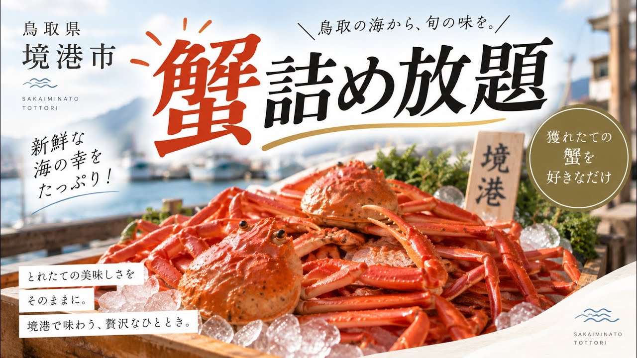 【岡山から車で150分日帰り弾丸ツアー】鳥取県境港市 海鮮丼と蟹詰め放題 皆生温泉