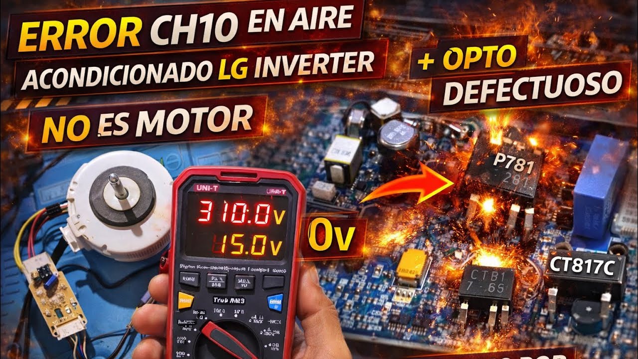 Error CH10 LG Inverter, ventilador no arranca. Reparación tarjeta electrónica