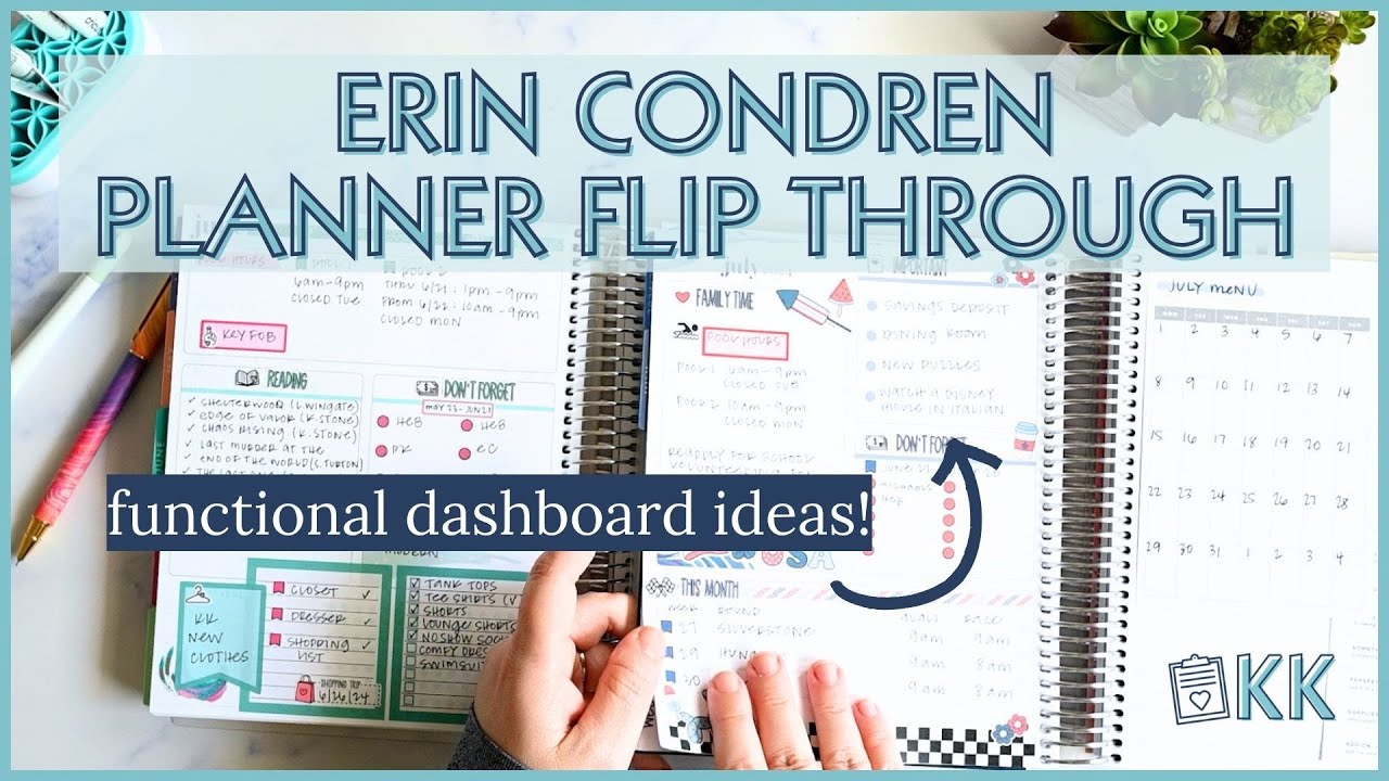 Erin Condren Monthly Dashboards and Notes Page Ideas Functional Planner Flip Through the Whole Year