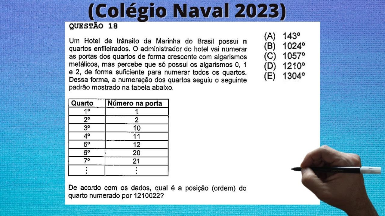 GABARITO DE MATEMÁTICA DO COLÉGIO NAVAL 2023 (QUESTÃO 18)