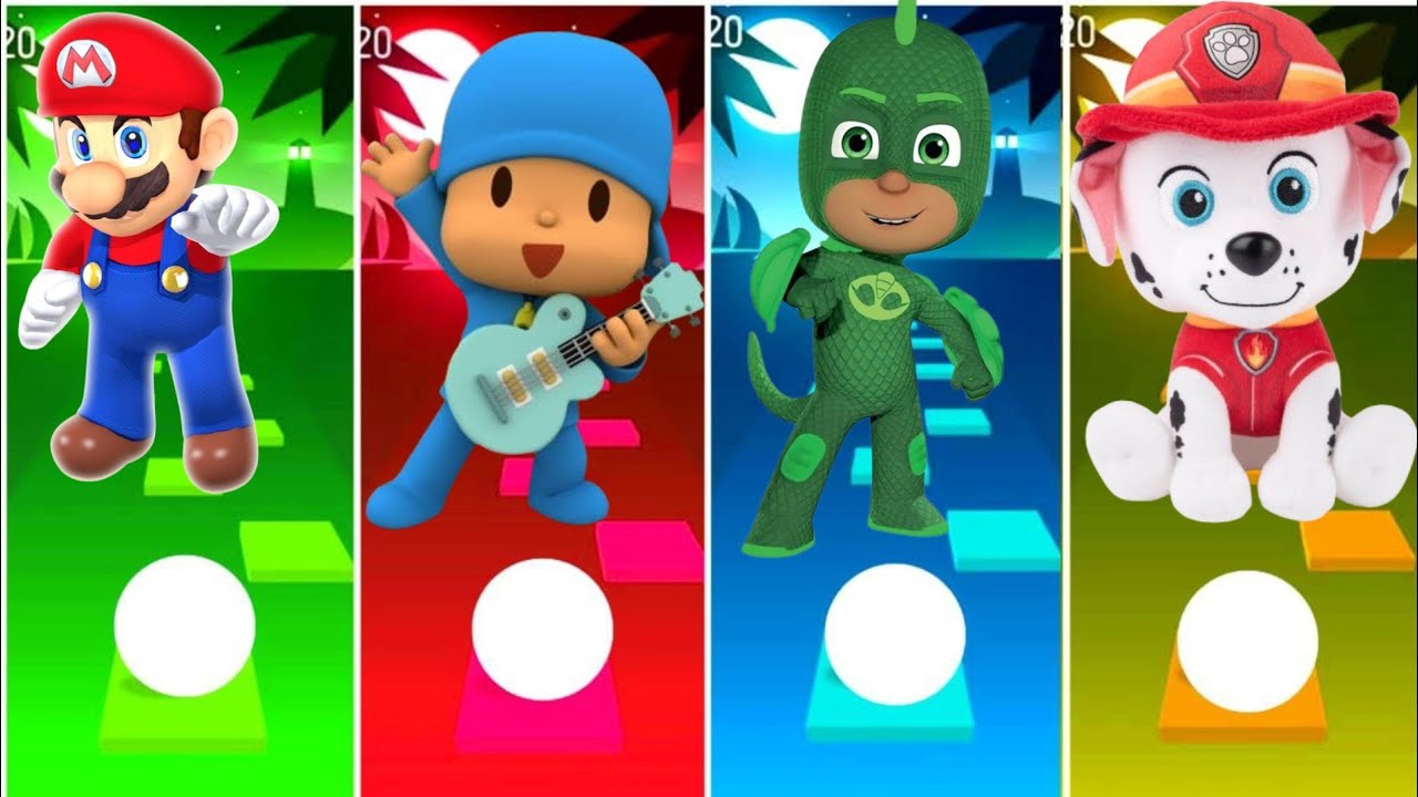 Mario Bros vs Pocoyo vs pj mask vs Paw patrol Tilse hope Edm rush game. 