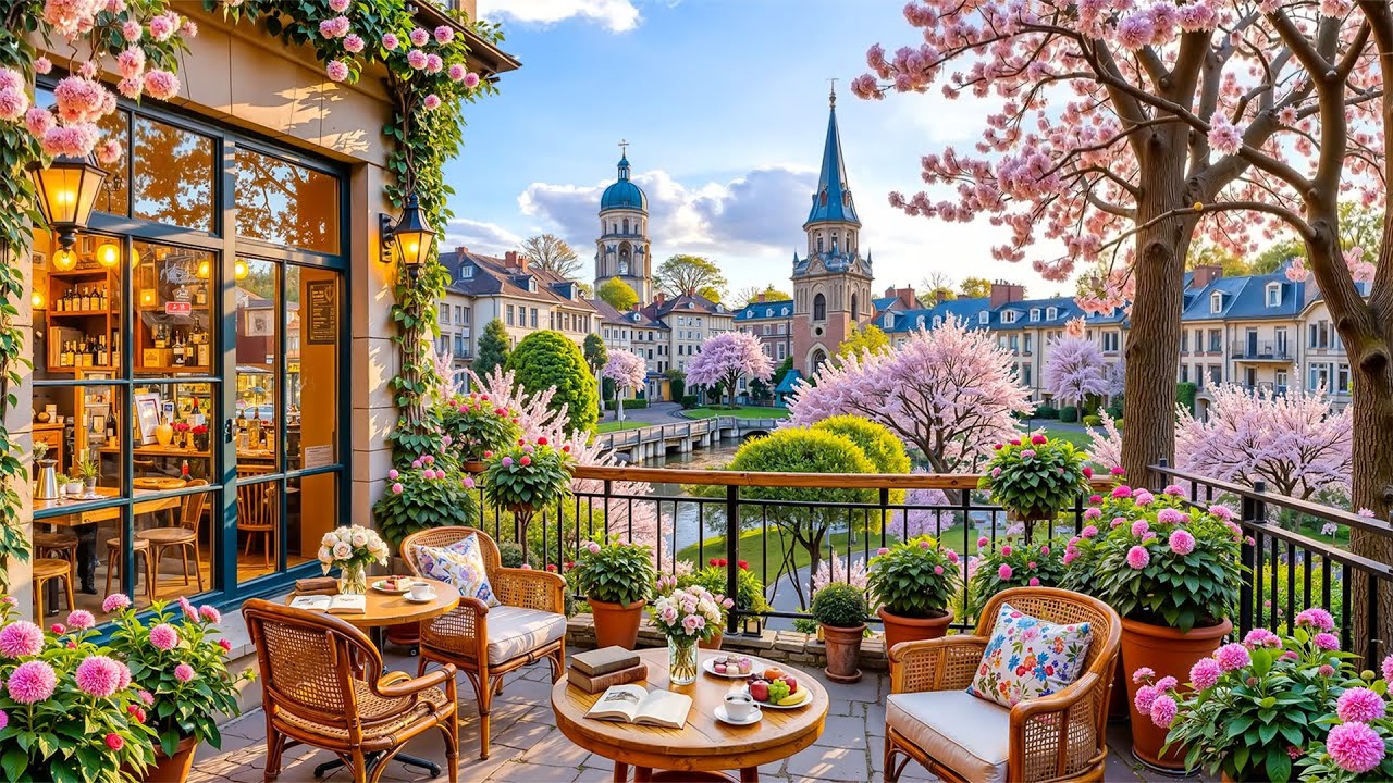 Spring Morning Jazz in Colmar | Cozy Café Ambience for Work, Study & Relax