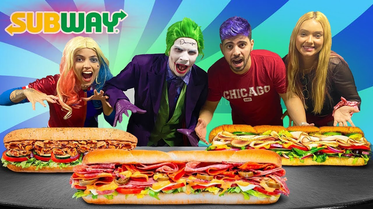 QUEM COMER MAIS SUBWAY GANHA VS ARLEQUINA E CORINGA !!