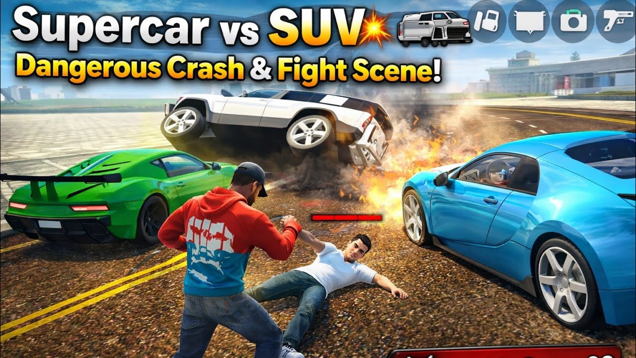 Supercar vs SUV 💥 Dangerous Crash & Fight Scene | Open World Game Gameplay