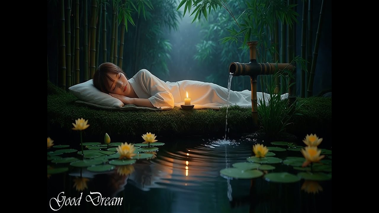 Peaceful Night Sleep 🌙 Bamboo Zen Garden & Soft Water Sounds
