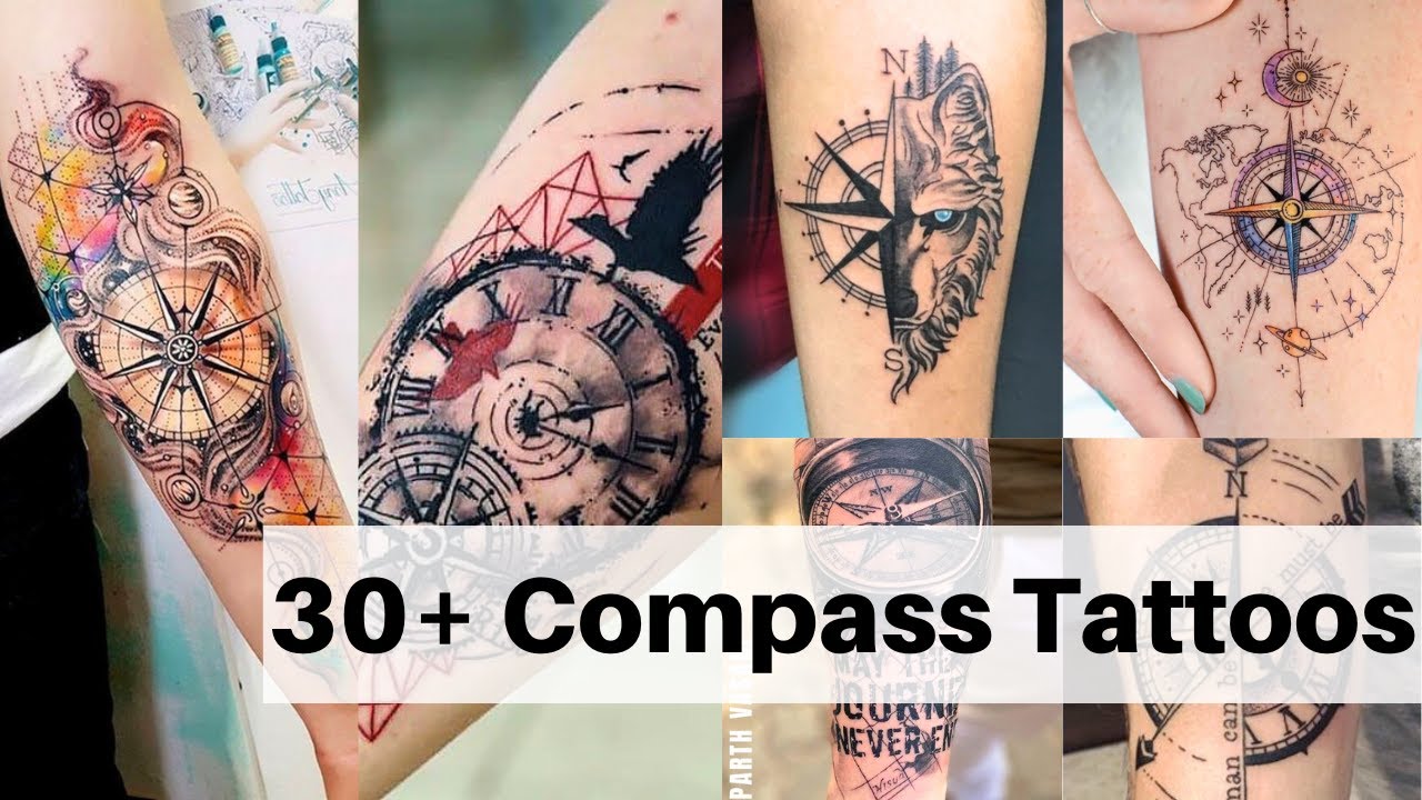 Compass tattoo designs | Compass tattoo time lapse | Clock and compass tattoo designs | Arrow Tattoo