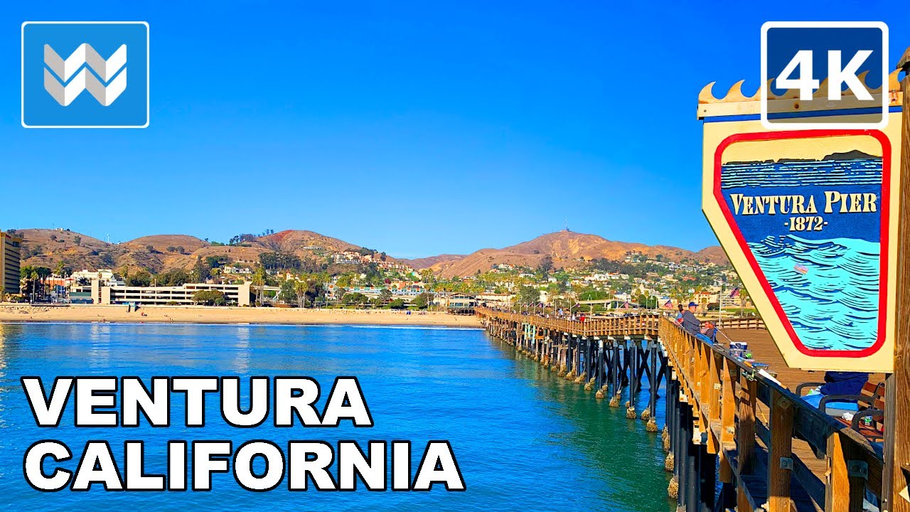 [4K] Downtown Ventura, California USA - Grant Park to Main Street to Beach Pier - Walking Tour Vlog