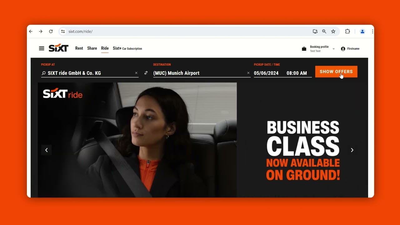 Tutorial SIXT ride Booking