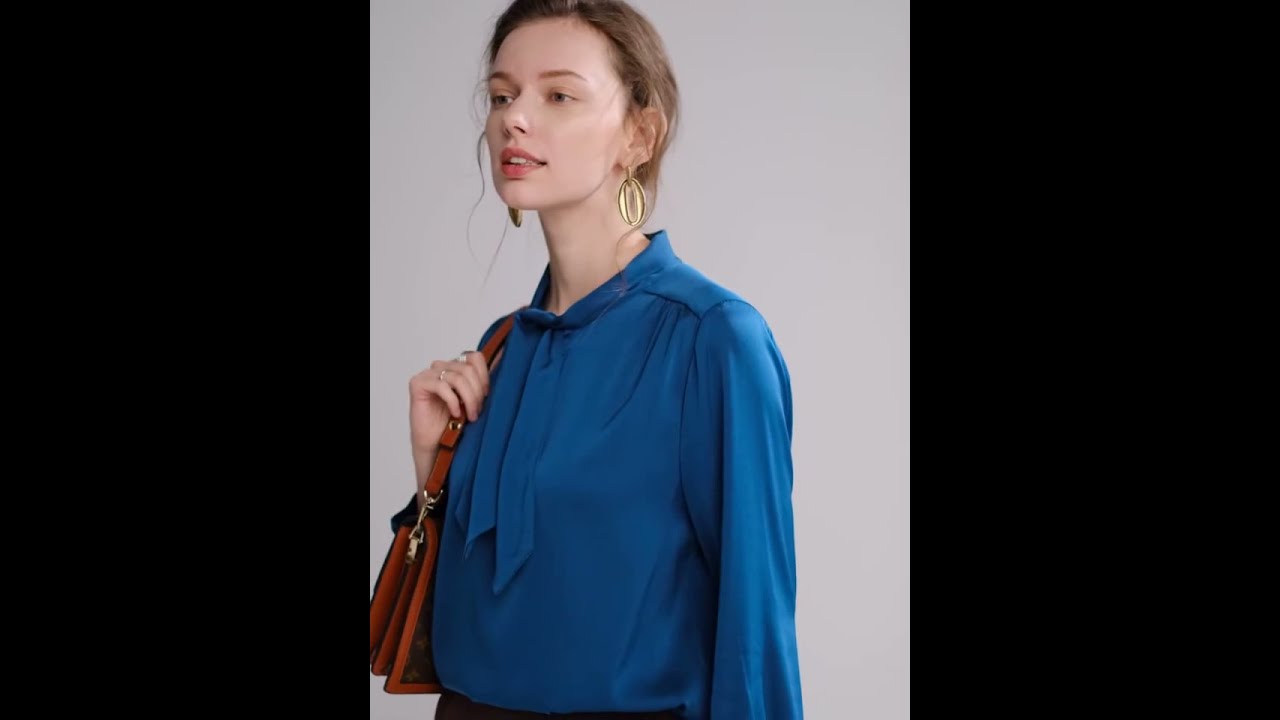 Women's Long Sleeves Silk Top 100% Mulberry Silk - PandaSilk.com