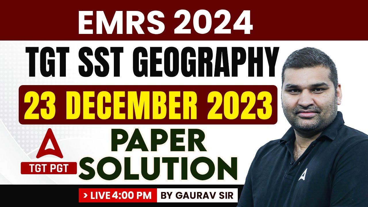 EMRS TGT Geography Previous Year Question Paper | Geography By Gaurav Sir