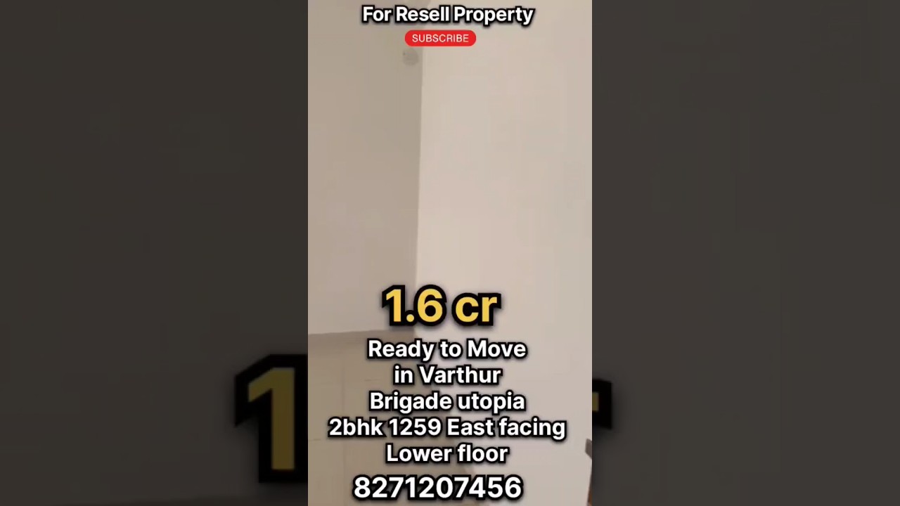 2 bhk Ready to Move in Varthur Bangalore in Brigade Utopia 1259 sqft 1.6 cr 8271207456 #resaleflat