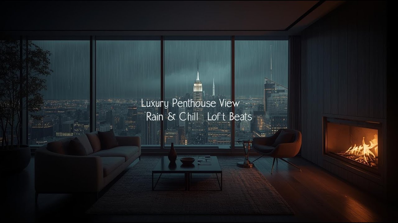 Luxury Penthouse View 🌃 City Rain & Chill Lofi Beats
