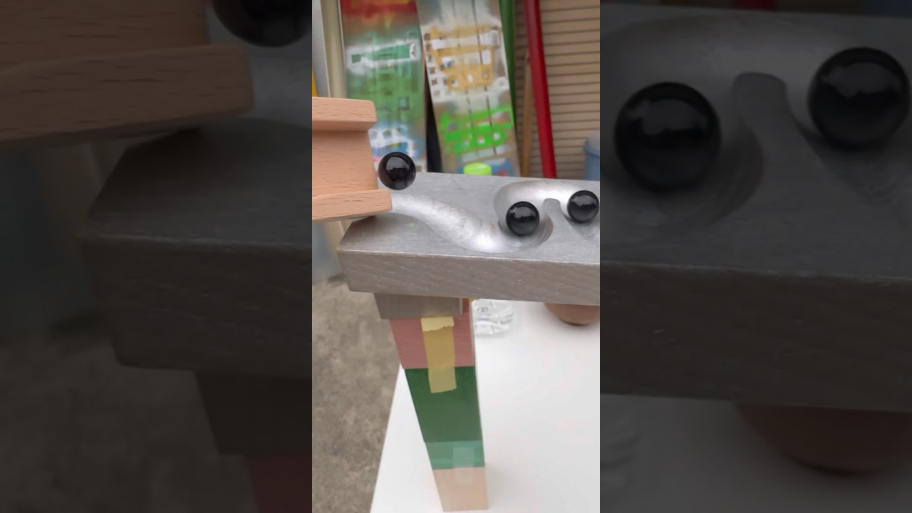 Marble run ASMR HABA ☆ A beautiful scene of a black marble rolling down a long slope 