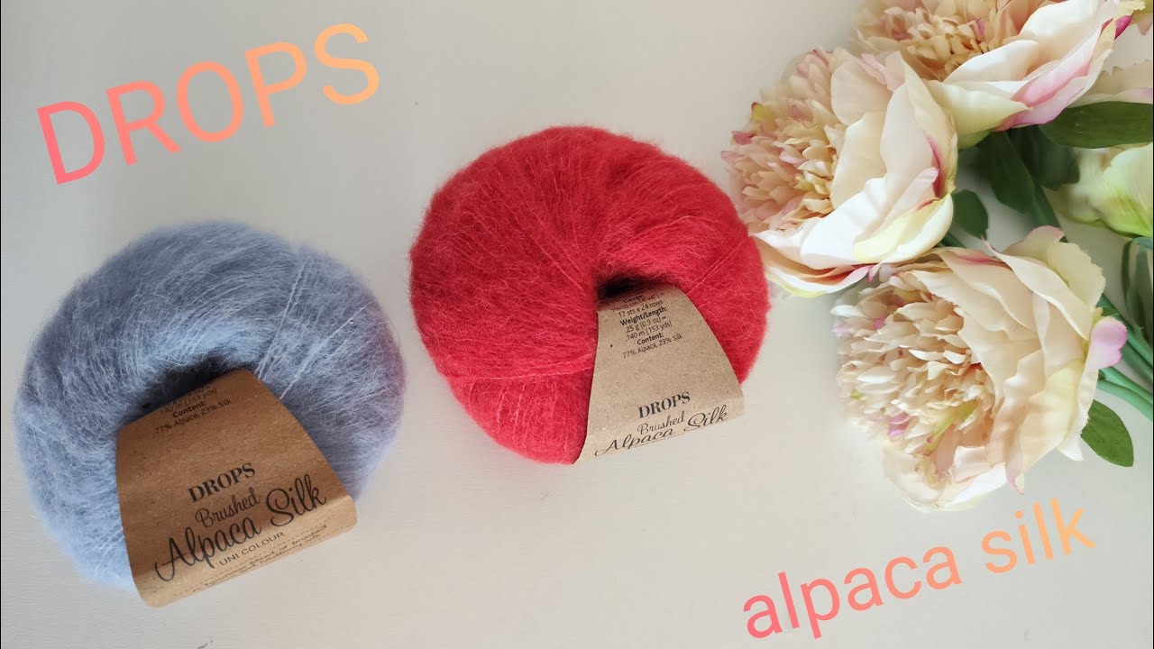 DROPS ALPACA SILK BRUSHED. Пушистая пряжа.Обзор. А почему так нравиться. Пряжа для начинающих.