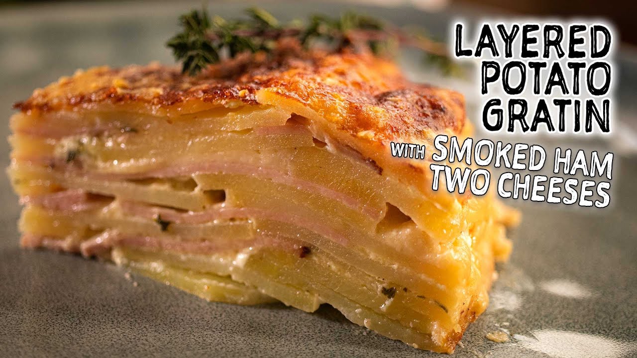 Fall in love again with these layers of Potato Gratin with Smoked Ham and Cheese