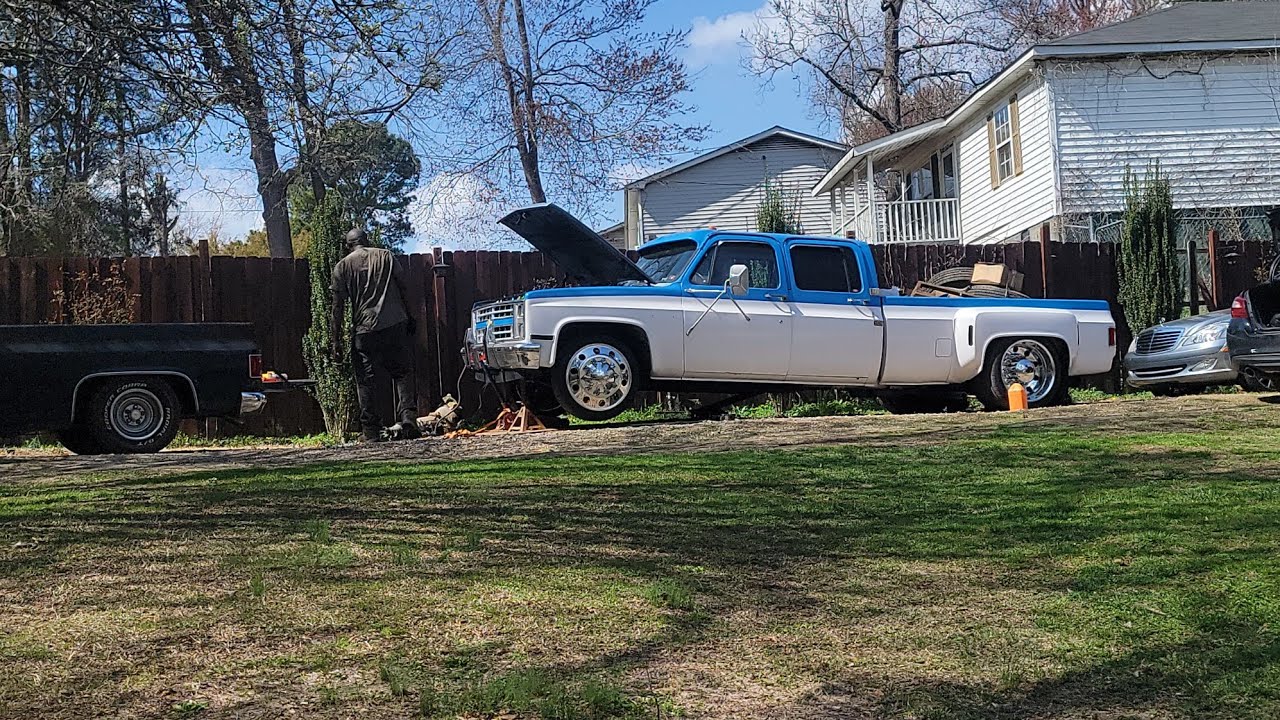 Pulling the transmission out of Big Shirley