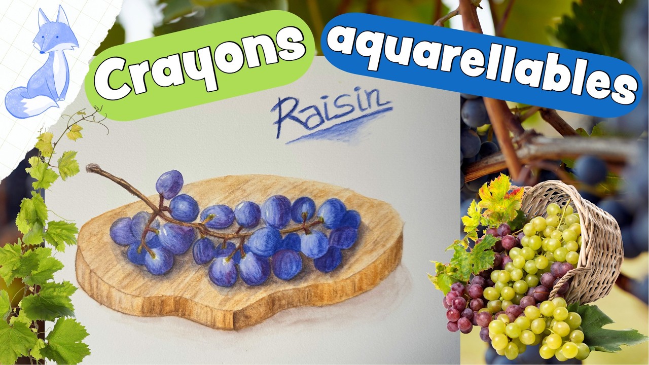 TUTO Facile : RAISIN 🍇 Crayons Aquarellables