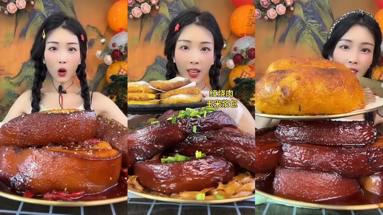[ASMR] [MUKBANG] 紅燒肉GIANT PORK BELLY MUKBANG SHOW EATING SHOW #asmr #eatingshow #mukbang #food