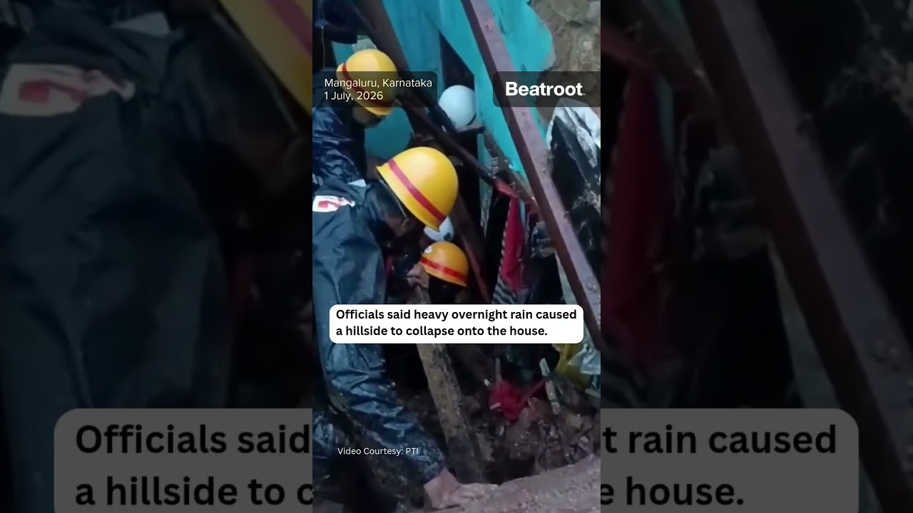 Three family members were killed after a rain-triggered landslide buried their house in Mangaluru.