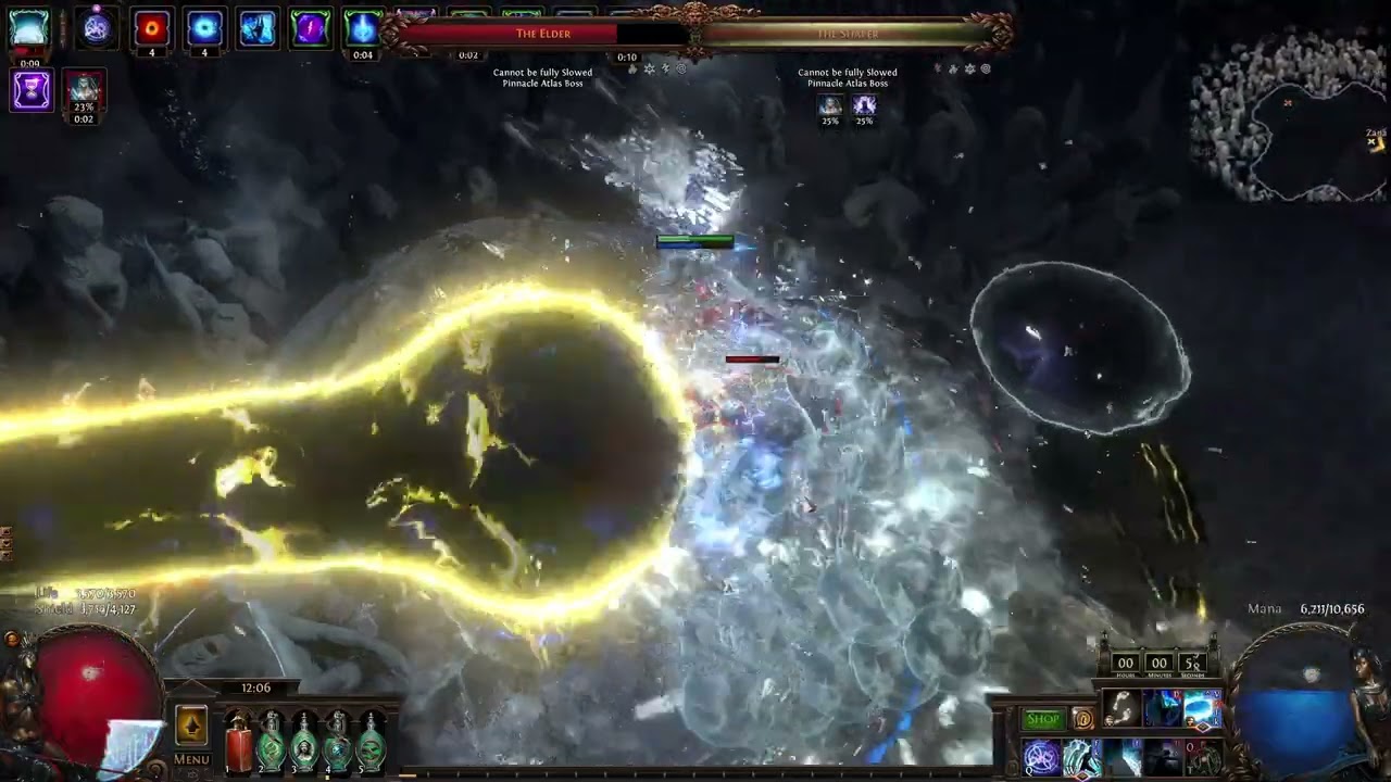 (3.27) Ice Nova of Frostbolts Archmage Hierophant VS  Uber Elder (Deathless)