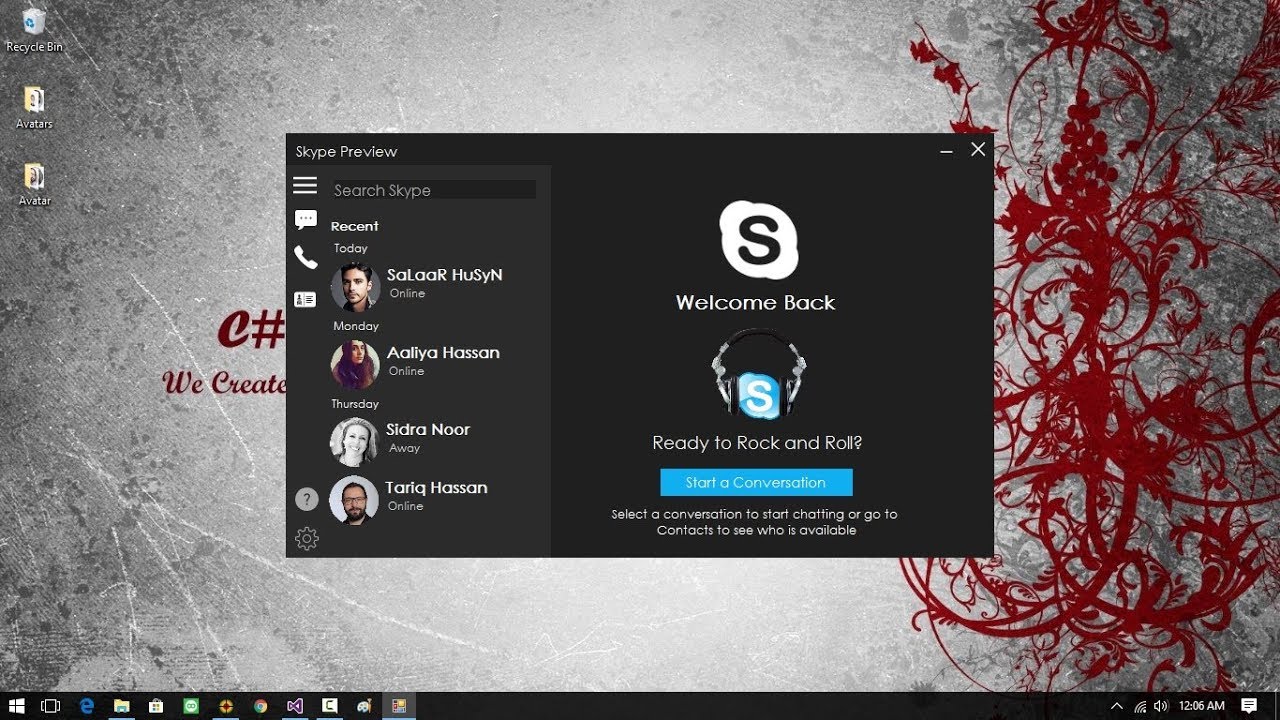 Designing a Drawer / Sliding panel in Winform App C# (Skype Demo)