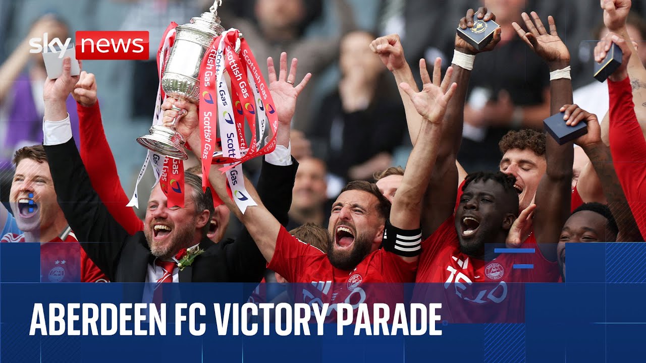 Aberdeen FC celebrate winning the Scottish Cup