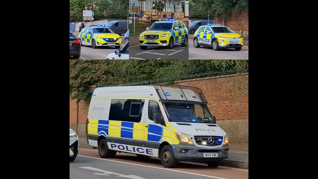X4 Police Car Convoy, PSU Van and X2 ARVs Responding | Devon and Cornwall Police