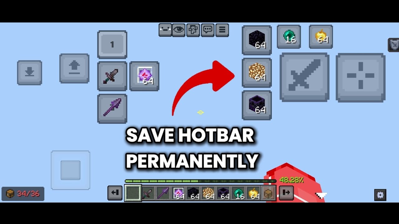 How to Permanently Save Custom Hotbar Buttons (MC Bedrock Mobile) | #minecraftmobile #mcpe 