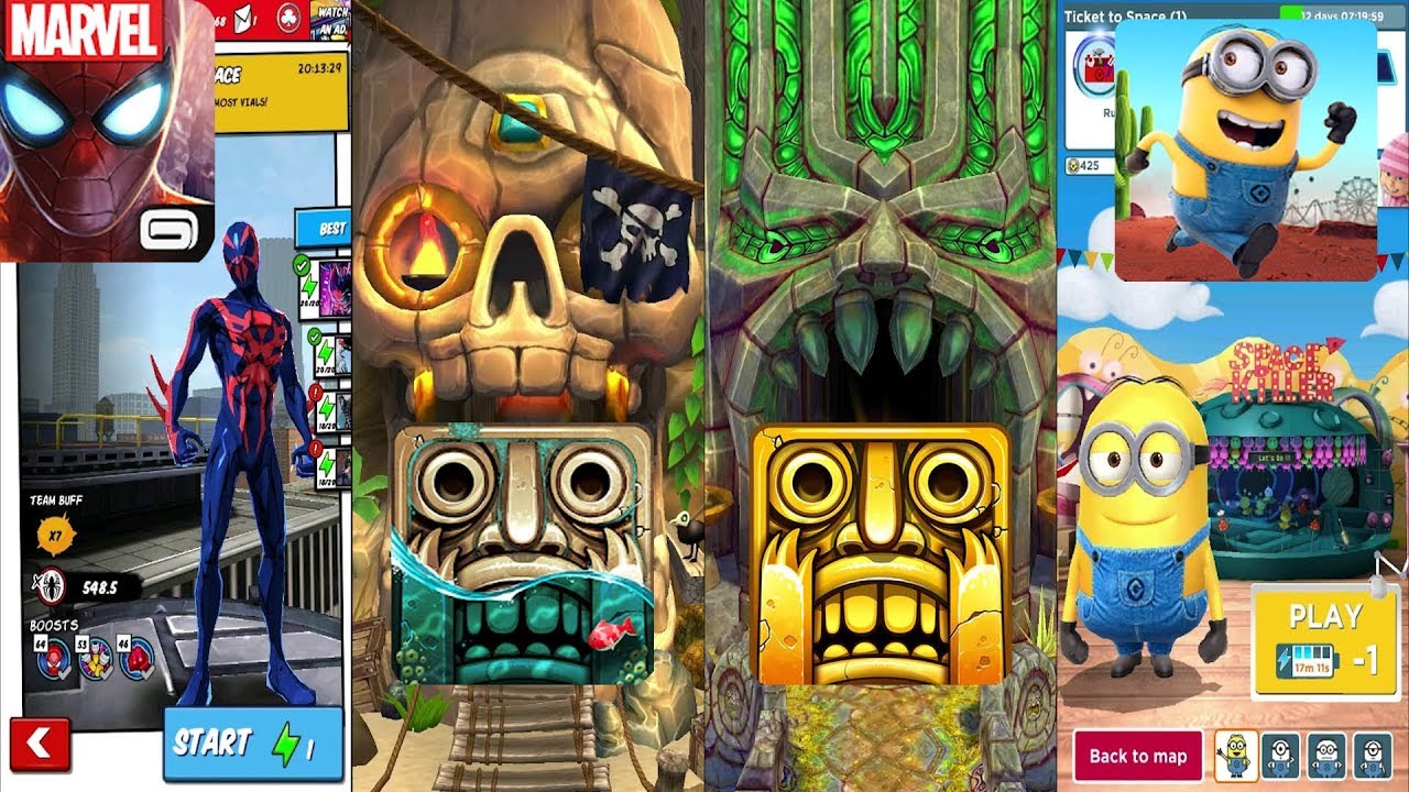 Spider Man Unlimited Vs Temple Run 2 Pirate Cove Vs Temple Run 2 Sky Summit Vs Minion Rush Gameplay