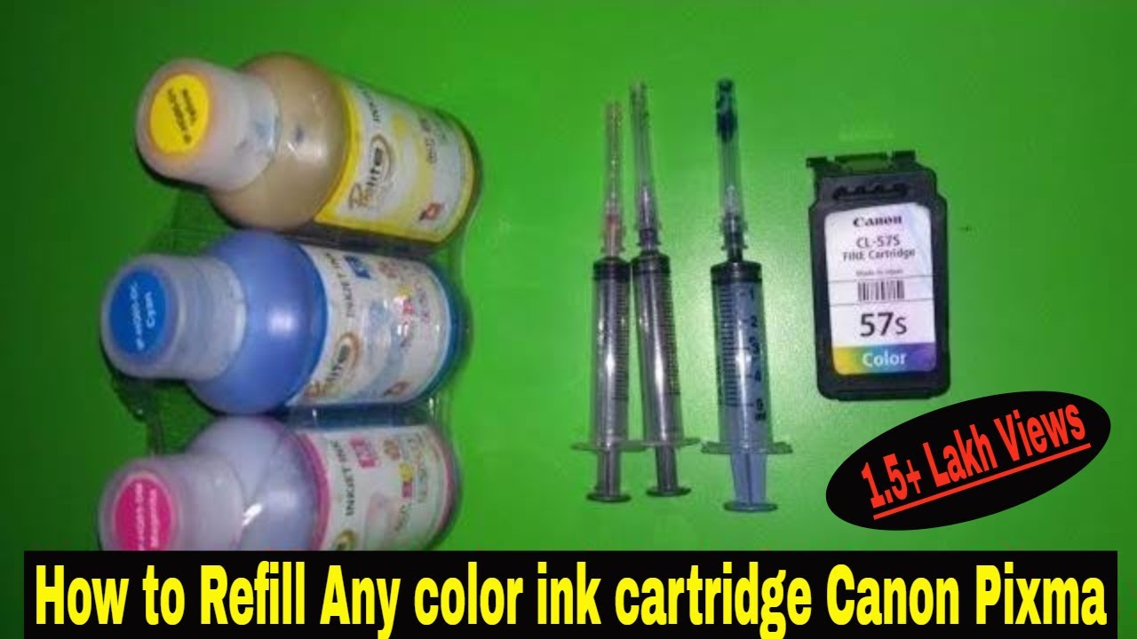 How to refill color ink cartridge CL-57s ( for canon cartridge cl-57 ) , inkjet refill kit