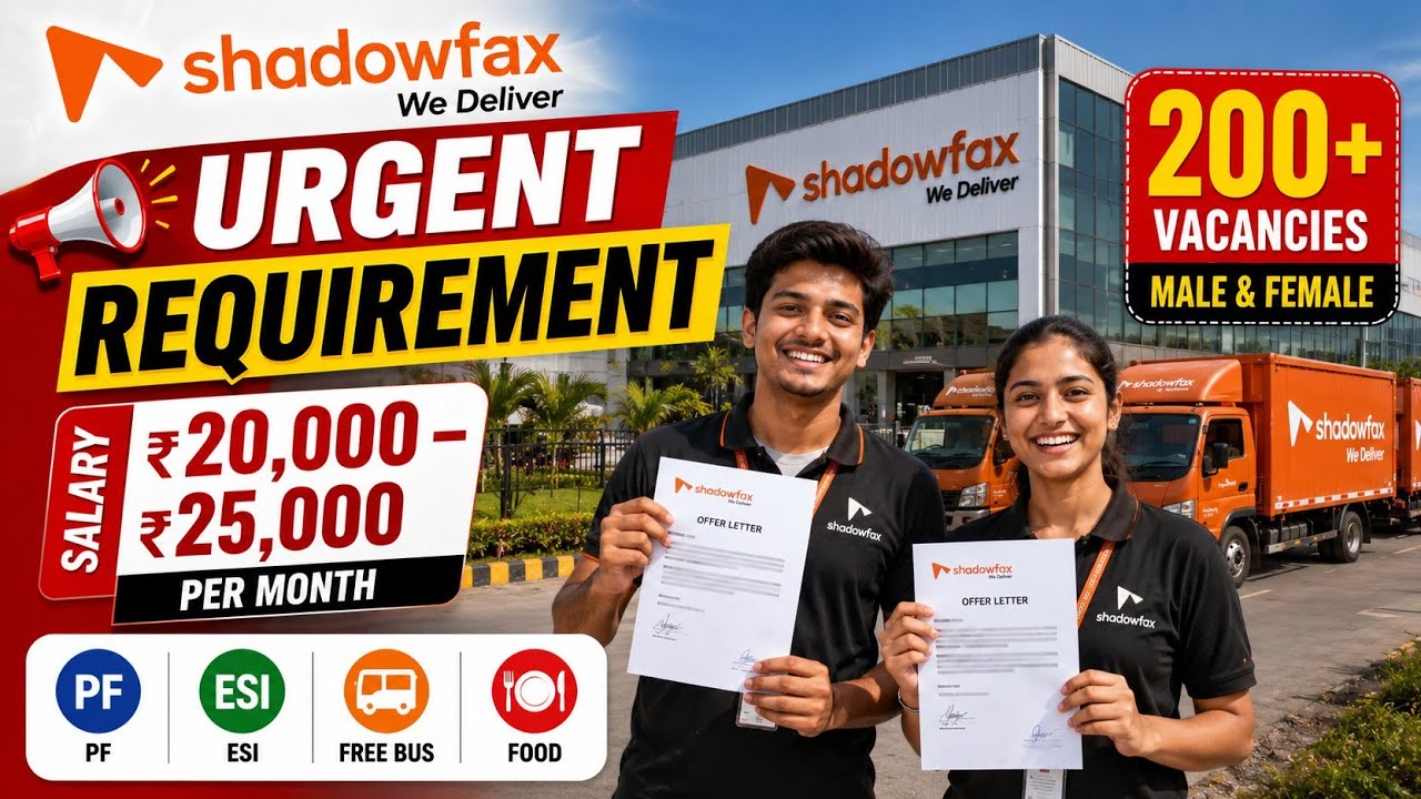 Shadowfax Warehouse Job 2026 | 10th Pass Job | 12th Pass | ITI | Diploma | Graduate | Direct Joining