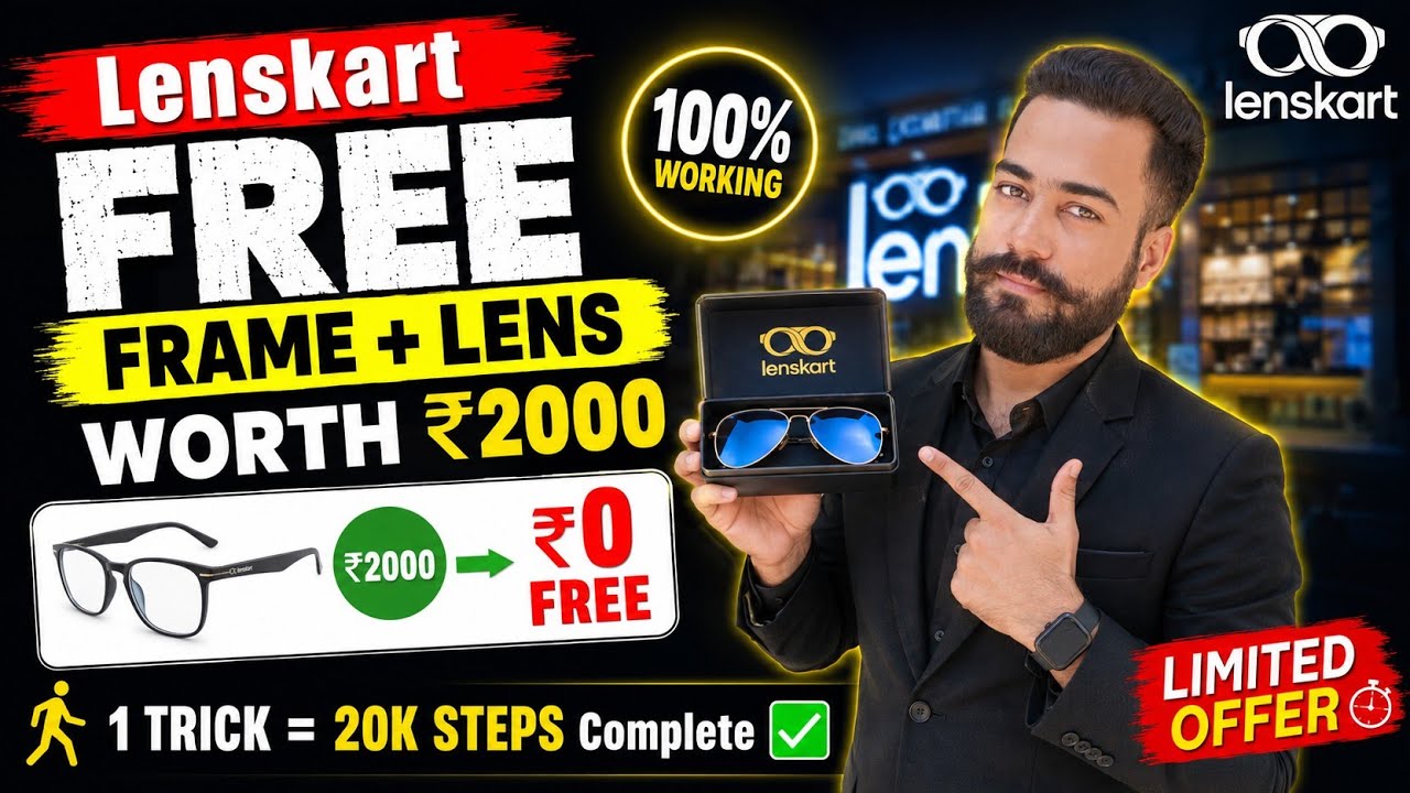 🥳Lenskart Run For Frame Offer🔥Trick! Lenskart 2000 Free Frame+Blue Lens Offer! Lenskart Offer Claim!