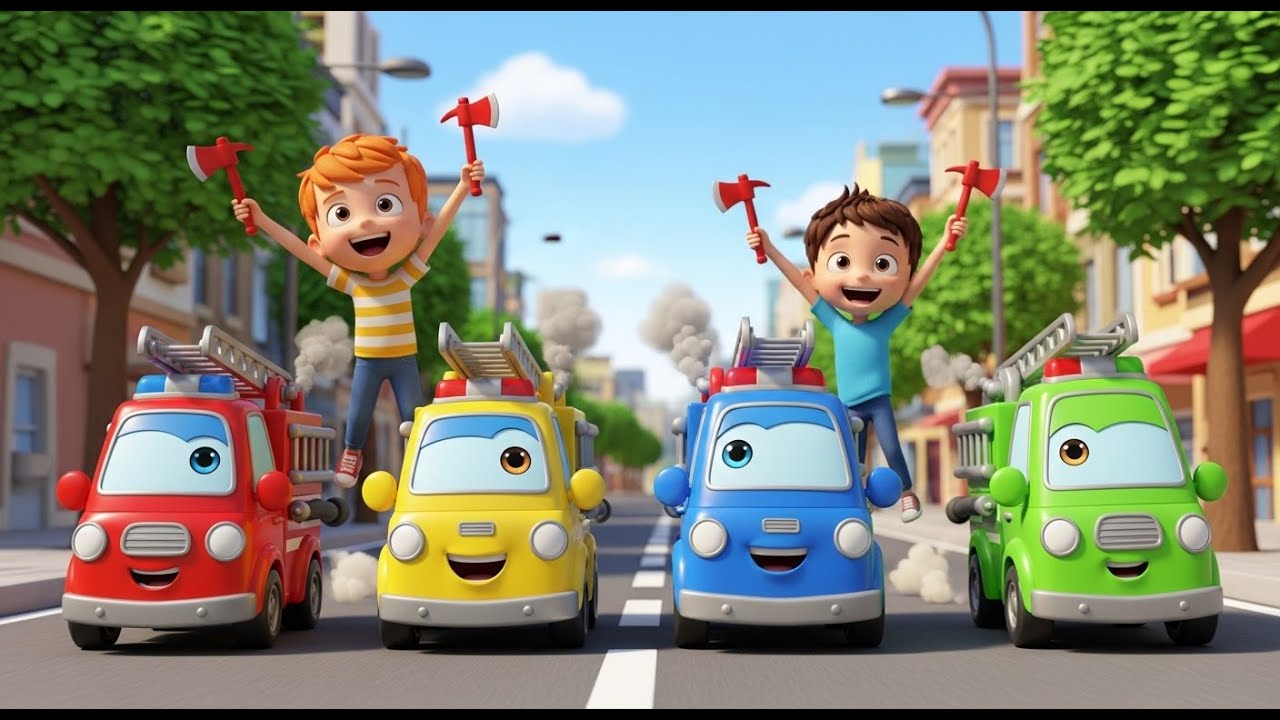 Quatro Pequenos Caminhões de Bombeiros de Brinquedo | Rimas Infantis e Canções para Bebês