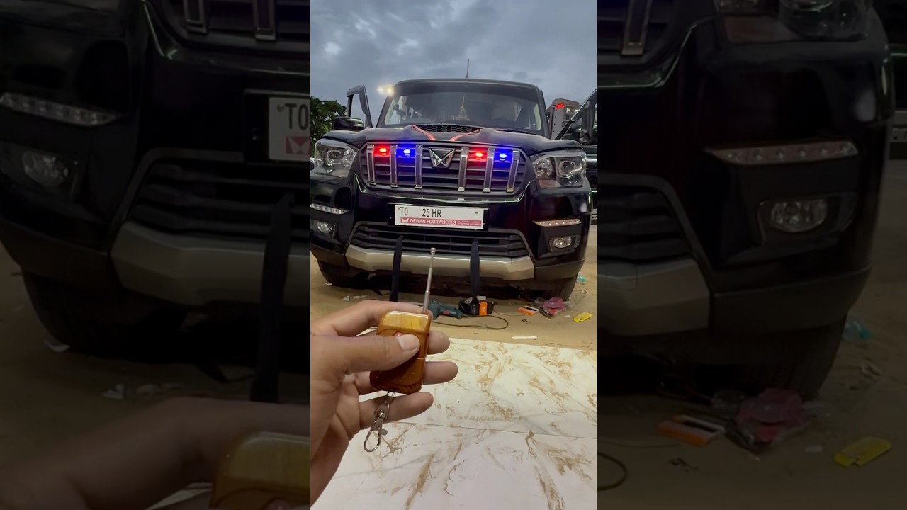 Scorpio classic frant grill yellow light install #caraccessories #carlover #scorpio #reels #shorts ￼