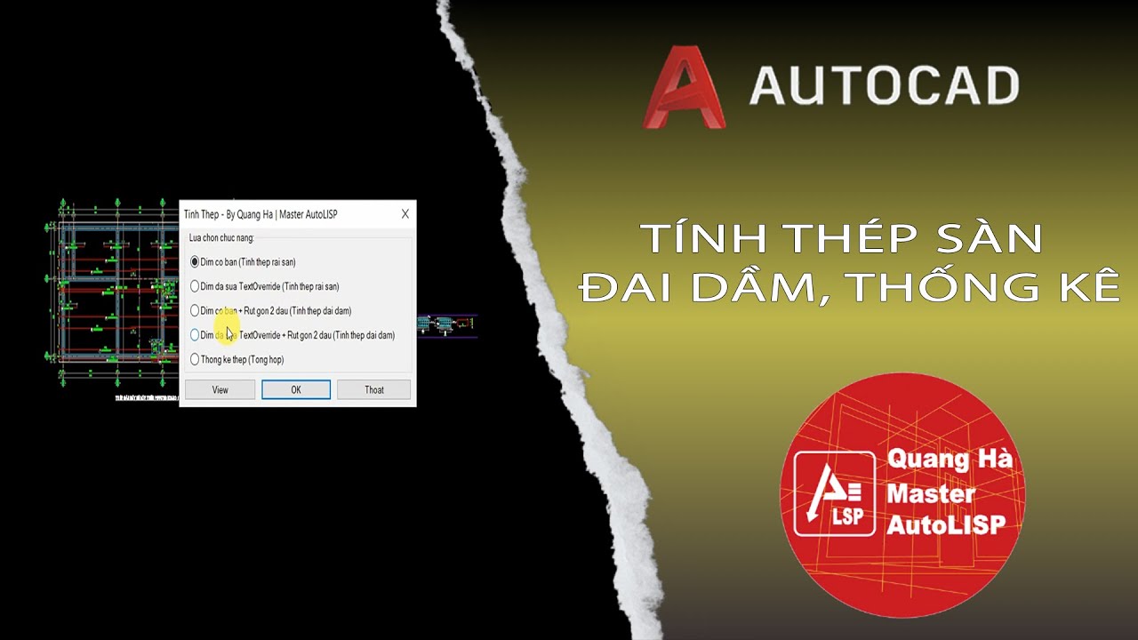 AutoLISP | Tính Thép Rải Sàn, Thép Đai Dầm & Thống Kê Thép!